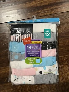 Hanes Girls 14 Tagless Hipsters Multi Color Underwear SIZE 10 SUPER SOFT NEW BAG - Picture 1 of 17