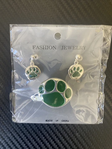 Ohio University Bobcat Paw print Earring Set With Pin Cover