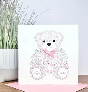 Personalised Handmade New Baby Card Boy Girl - Picture 1 of 2