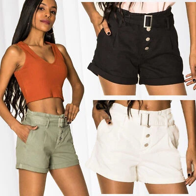 Donna Jeans Shorts Hot Pants Pantaloncini Estivi Corti Chino Bermuda Hofashion - Immagine 1 di 3