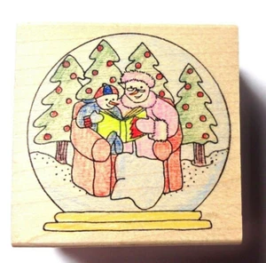Snowglobe Rubber Stamp  Snowman Child Read Book  Winter Scene  Limited 2010 Rare - Picture 1 of 6