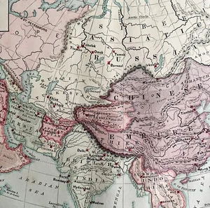 1879 Political Map Of Asia Victorian Atlas Harpers Geography 1st Edition DWAA9 - Picture 1 of 2