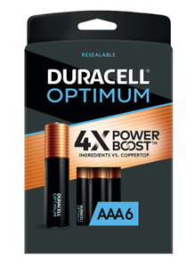 6 Duracell Optimum AAA Alkaline BATTERIES Longest Life BATTERY Extra Power 1.5V
