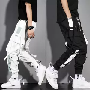 Men's Casual Hip Hop Pants Trousers Cargo Joggers Streetwear Fashion Pants ` - Picture 1 of 15