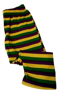 Karneval Leggings Mädchen 6 Streifen lila grün gelb weicher Strick - Bild 1 von 1