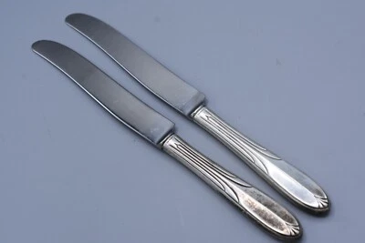 2 cuchillos de cena National Silver Co. OVERTURE 9-1/2" mango de plata esterlina Foto 1 de 4