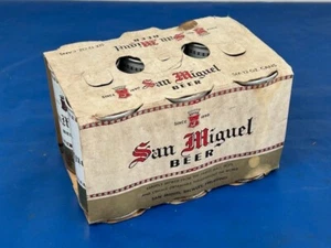 VTG San Miguel Philippines STEEL Empty Beer SIX Pack 12oz Cans W/Carrier Box - Picture 1 of 16