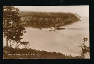 Scotland Battleship entering CROMARTY FIRTH c1910/30s? RP PPC - Picture 1 of 2