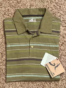 Horny Toad Men’s S/S Polo Sz L Green Stripe 100% Organic Cotton Retail $58 - Picture 1 of 10