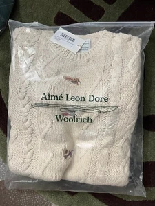 NEW Aime Leon Dore ALD / Woolrich Flies Sweater XL cream - Picture 1 of 7