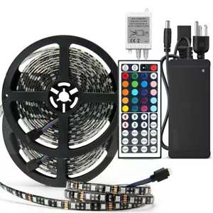 2PCS 5M RGB LED Strip Light Flexible Rope Light with Remote Controller Adapter - Picture 1 of 12