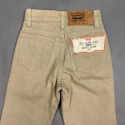 Vintage Levis Jeans Boys 11 Beige 418 USA Made 80s 1985 Denim Pants Straight Leg - Image 1 of 4