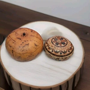 Kürbis Peru Indianer handgeschnitzt peruanisch braun hellbraun 2er Set - Bild 1 von 6