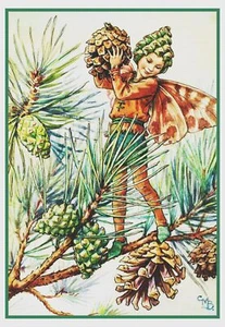 The Pine Tree Garden Fairy By Cicely Mary Barker Counted Cross Stitch Pattern - Picture 1 of 9