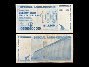 Zimbabwe 100 Billion Dollar Agro Cheque Bill Banknote Money - Pre Trillion - Picture 1 of 4