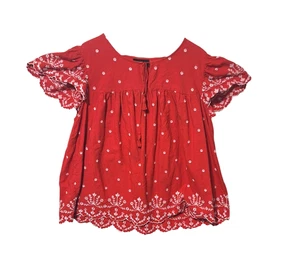 Lane Bryant Womens Red Embroidered Cotton/Linen Blouse Size 22 - Picture 1 of 3