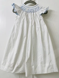 Big Sister Smocked White/Blue Dress, Simply Bliss, SZ 24 Months - Picture 1 of 6