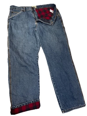 C.E. Schmidt Workwear Jeans Mens 38x32 Blue Denim Flannel Lined Carpenter Pants - Image 1 of 4