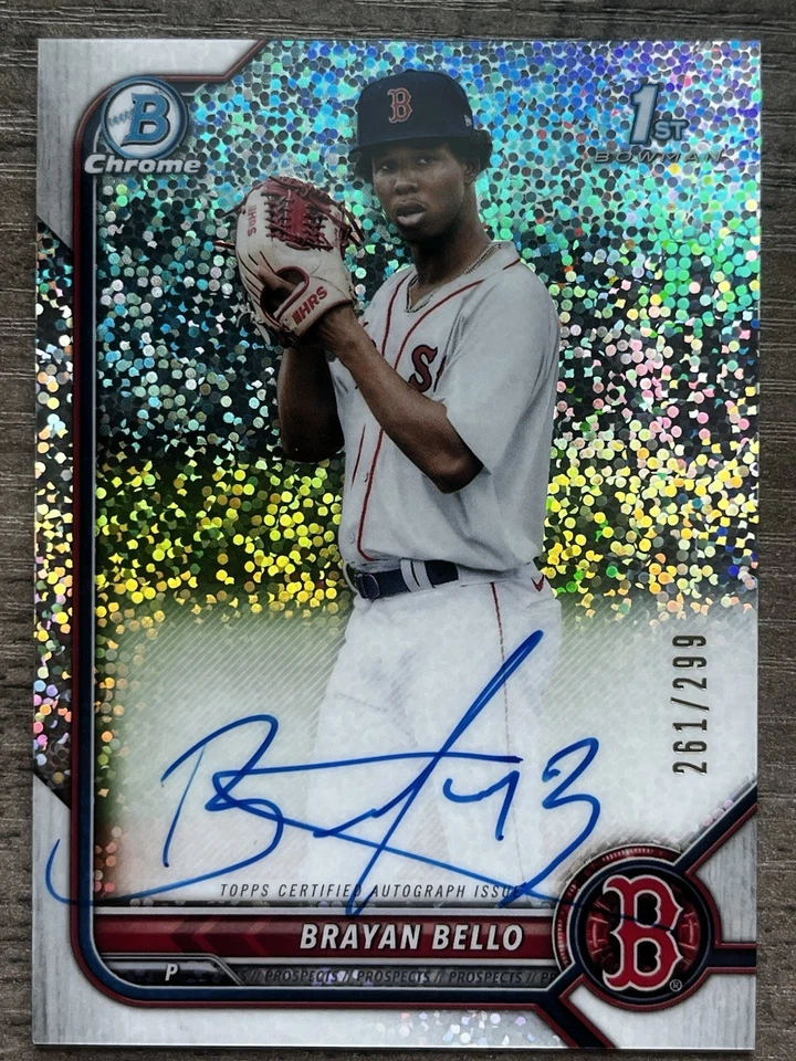 2022 Bowman Chrome Brayan Bello 1st Speckle Refractor Auto #261/299 Red Sox - Image 1 of 2