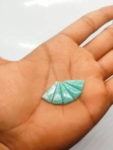 5 Amazonite Triangles 9x19mm – 18.9ct Bright Blue Cabs - Picture 1 of 7