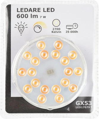 IKEA LEDARE GX53 600 lm Warm White Dimmable LED 1707x7 Bulb - NEW - RRP £29.99 - Image 1 of 4