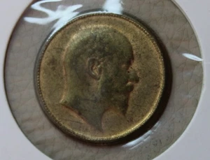 * 1901-1910 ENGLISH PRESSED EDWARD V11 THIN BRASS TOKEN/MEDAL HOLLOW #RAD09 - Bild 1 von 9