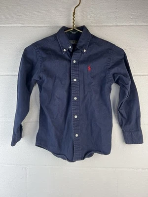 Polo Ralph Lauren Boy’s Size 7 Navy Long Sleeve Button Down Shirt - Image 1 of 4