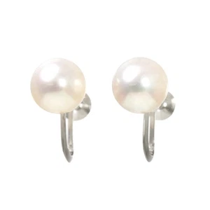 TASAKI Akoya Pearl 8.3mm Earrings 14K WG White Gold 585 90281488 - Picture 1 of 6