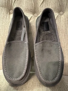 UGG Men’s Loafer Slippers Grey Australian Suede Size 8 NEW - Picture 1 of 8