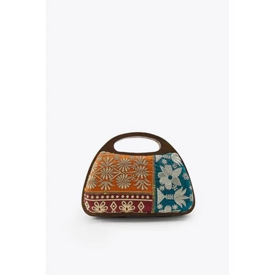 ZARA EMBROIDERED WOODEN BOX BAG - Image 1 of 4