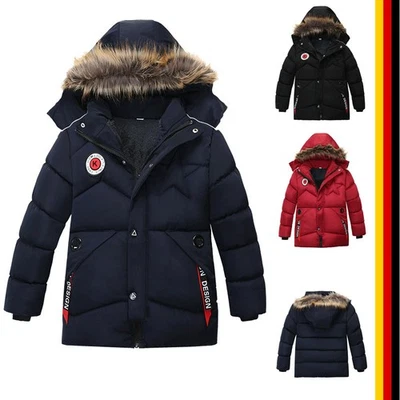 Kinder Jungen Winter Dicker Mantel Winterjacke Stepp Mantel Kapuze Parka Warm- - Bild 1 von 4