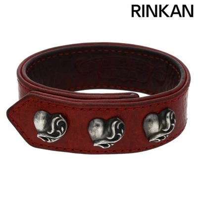 Chrome Hearts 3BTN 2SNP Heart 3 按钮卡扣皮革手链男式 — 第 1/4 张图片