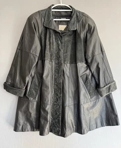 Vintage Römer schwarzer Ledermantel Damen groß herausnehmbares Thinsulate Futter Y2K - Bild 1 von 10