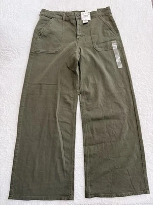 NWT American Eagle Olive Green Super High Rise Baggy Wide Leg Pants Size 14 - Image 1 of 4