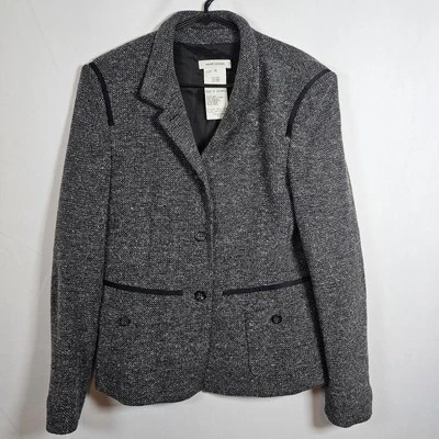 Rene Lezard Womens Wool Blend Blazer Jacket Gray Lined Pockets Size 40 (Medium) — 第 1/4 张图片