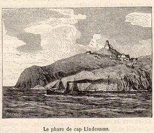 NORWAY NORVEGE NORGE LINDESNOES PHARE LIGHTHOUSE  PETITE IMAGE VERS 1900 - Imagen 1 de 1