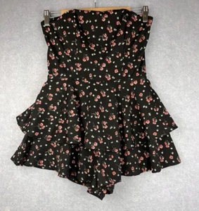 LUVALOT Playsuit Strapless Women Floral Wide Leg Short Playsuit Jumpsuit Size 8 - Picture 1 of 9