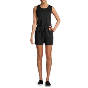 Mameluco Henley Como Blu para mujer sin mangas con cordón elástico cintura y bolsillo, XS - Imagen 1 de 6