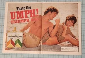 1981 Vintage 2 page Print Ad Taste the UMPH! Triumph 100s Guy Girl Smiling Beach - Picture 1 of 6