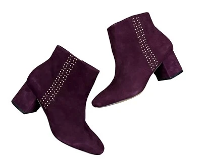 WHBM Casa Blanca Mercado Negro Zeek Botines Tachonados Talla 8.5 Gamuza Vino Foto 1 de 4