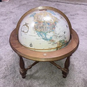 Vintage Replogle 12" Diameter World Globe Genuine Hardwood 16x16x16 Table Stand - Picture 1 of 15