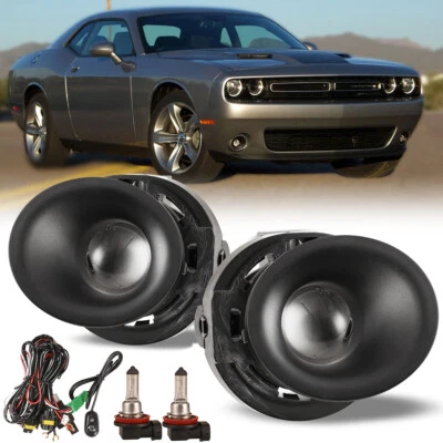 For 15-23 Dodge Challenger Bumper Fog Lights Driving Lamps Pair w/Wiring Switch - Image 1 of 4