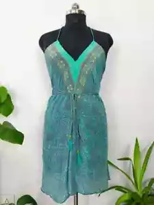 10 Stck. Boho recycelte Seide magisches Sommer Maxikleid Strand Cover Wear Bohemian Kleid - Bild 1 von 4