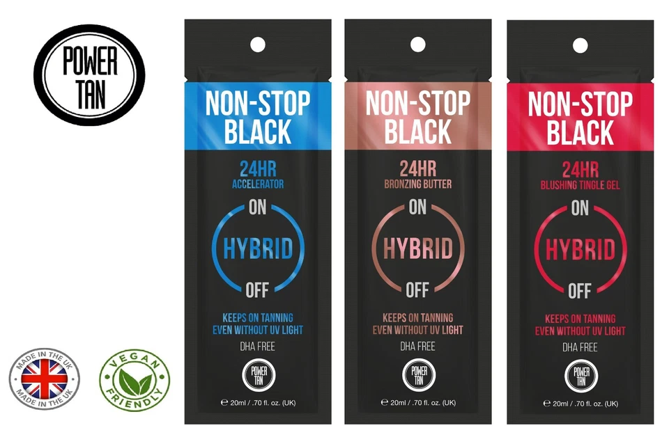 Power Tan Non-Stop Black Hybrid Range UV Sunbed Tanning Accelerator 20ml - Image 1 of 1