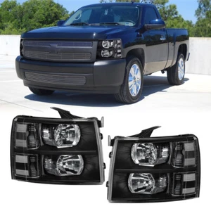 Pair Headlights Assembly For 2007-2014 Chevy Silverado 2500HD 3500HD Front Lamps - Picture 1 of 8