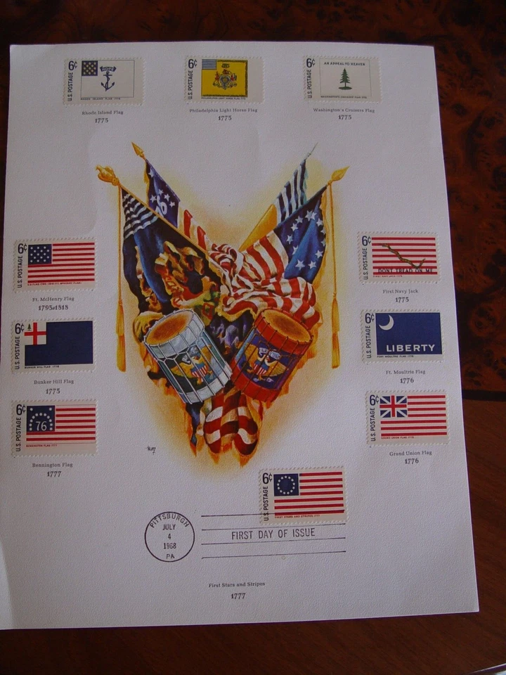 RARE USA AMERICAN HISTORIC FLAGS SERIES FIRST DAY ISSUE COVER 10 FULL SET SHEET - Image 1 of 1