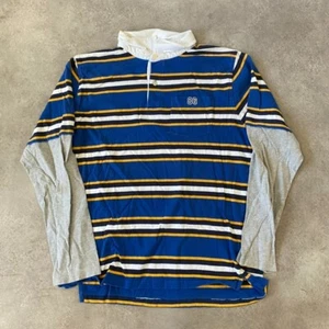 Bum Rugby Polo Shirt Kids XL Y2K Striped Long Sleeve Top, Blue Yellow - Picture 1 of 11