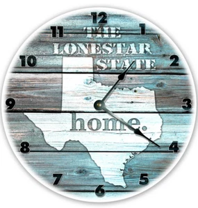 12" TEXAS TEAL RUSTIC LOOK CLOCK - Large 12 inch Wall Clock - Printed Decal - Picture 1 of 9
