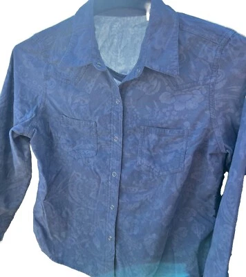 Gloria Vanderbilt Mujer Camisa Azul Claro Paisley MED Snap Manga Larga Rodeo” Foto 1 de 4