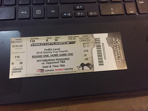 2016 PITTSBURGH PENGUINS VS NEW YORK RANGERS TICKET STUB PLAYOFFS GAME 1 Cover